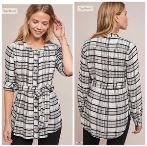 Anthropologie Plaid Waist Tie Tunic - Great WFH top